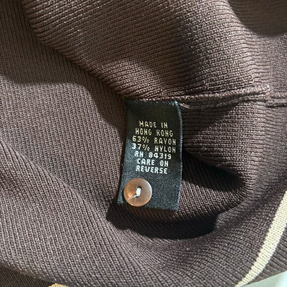 Cyrus Women's Size Large Brown Knit Stretch Long Sleeve Cardigan Sweater Jacket - Picture 4 of 11